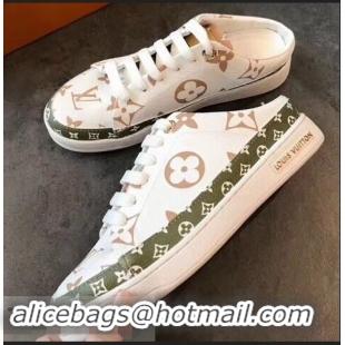 ​Buy Fake Louis Vuitton Frontrow Open-back Sneakers LV94340 White/Green Summer 2019