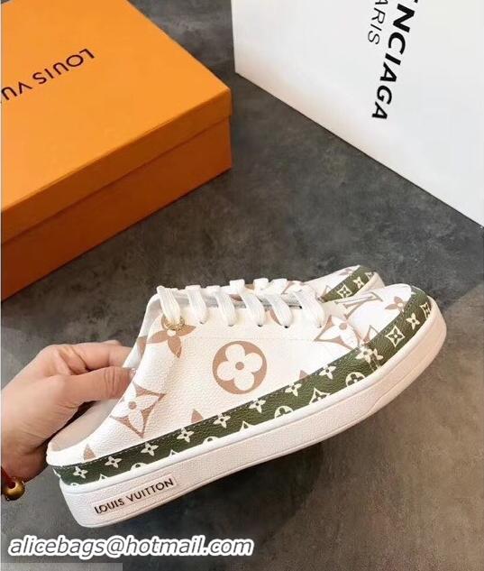 ​Buy Fake Louis Vuitton Frontrow Open-back Sneakers LV94340 White/Green Summer 2019