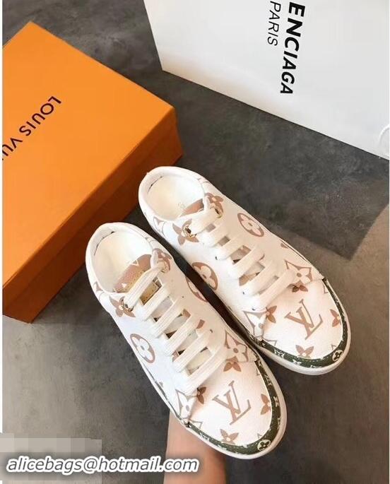 ​Buy Fake Louis Vuitton Frontrow Open-back Sneakers LV94340 White/Green Summer 2019