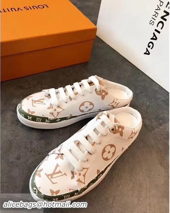 ​Buy Fake Louis Vuitton Frontrow Open-back Sneakers LV94340 White/Green Summer 2019