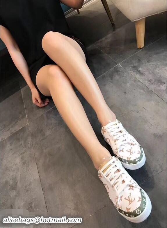 ​Buy Fake Louis Vuitton Frontrow Open-back Sneakers LV94340 White/Green Summer 2019