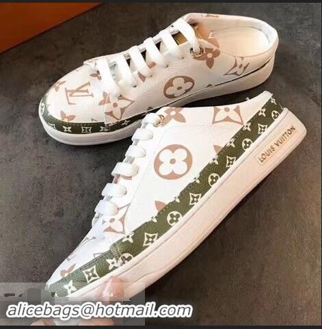 ​Buy Fake Louis Vuitton Frontrow Open-back Sneakers LV94340 White/Green Summer 2019