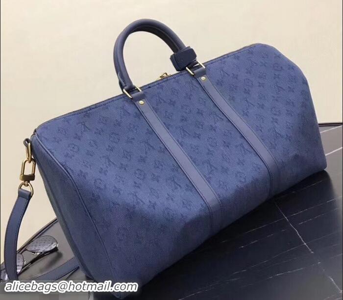 Duplicate Louis Vuitton Denim Fabric Keepall Bandoulière 50 Bag M44645 Navy 2019