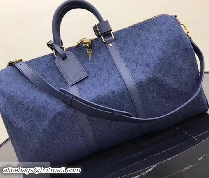 Duplicate Louis Vuitton Denim Fabric Keepall Bandoulière 50 Bag M44645 Navy 2019