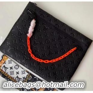 Duplicate Louis Vuitton Taurillon Monogram A4 Pouch Bag M67461 Black 2019 