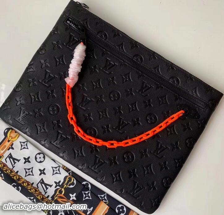 Duplicate Louis Vuitton Taurillon Monogram A4 Pouch Bag M67461 Black 2019 