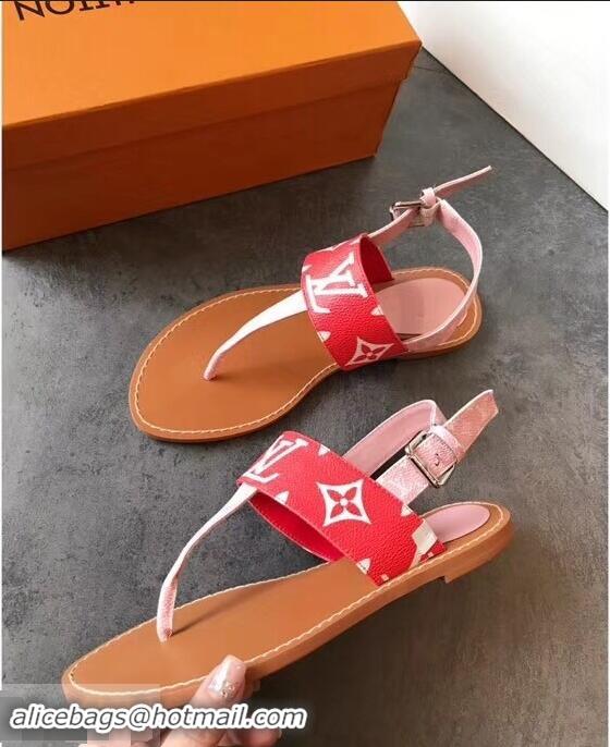 Super Louis Vuitton Formentera Flat Thong Sandals LV92342 Red/Pink Summer 2019