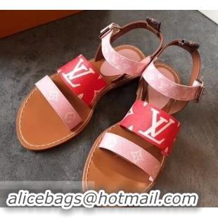 Imitation Louis Vuitton Formentera Flat Sandals LV92344 Red/Pink Summer 2019