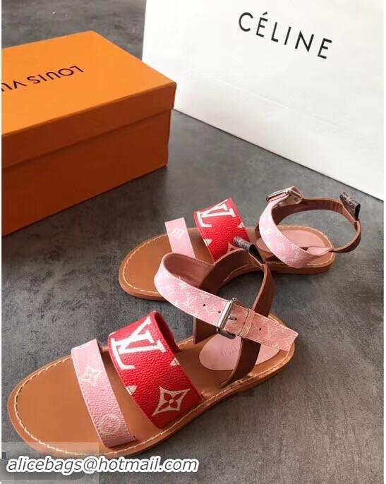 Imitation Louis Vuitton Formentera Flat Sandals LV92344 Red/Pink Summer 2019