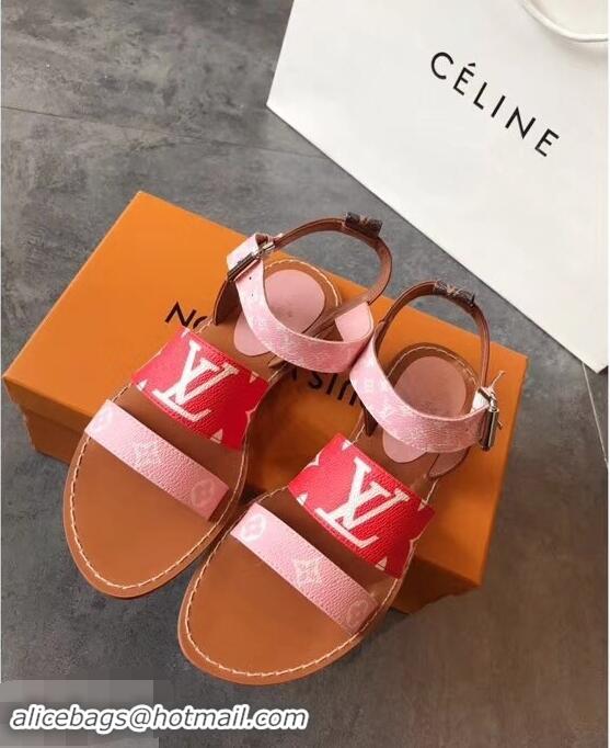 Imitation Louis Vuitton Formentera Flat Sandals LV92344 Red/Pink Summer 2019