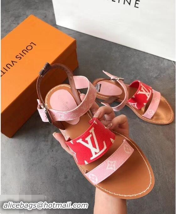 Imitation Louis Vuitton Formentera Flat Sandals LV92344 Red/Pink Summer 2019