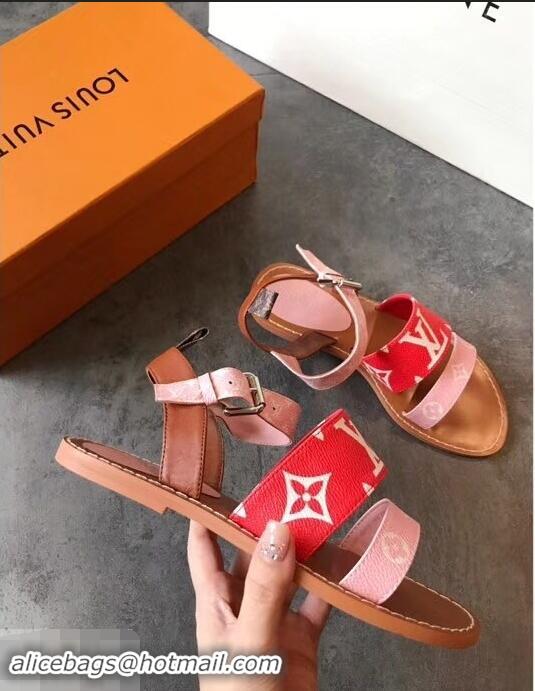 Imitation Louis Vuitton Formentera Flat Sandals LV92344 Red/Pink Summer 2019