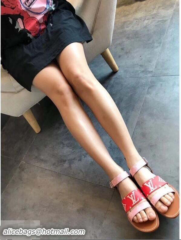 Imitation Louis Vuitton Formentera Flat Sandals LV92344 Red/Pink Summer 2019