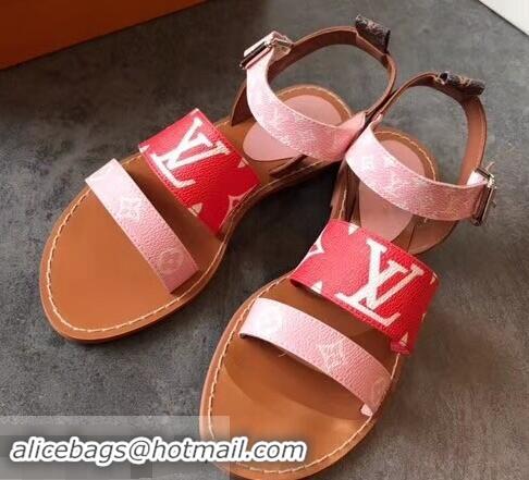 Imitation Louis Vuitton Formentera Flat Sandals LV92344 Red/Pink Summer 2019