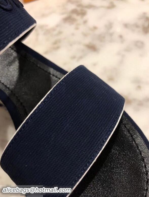 Pretty Style Louis Vuitton Heel 10cm Platform 6cm Harbour Wedge Sandals LV94904 Canvas Navy Blue 2019