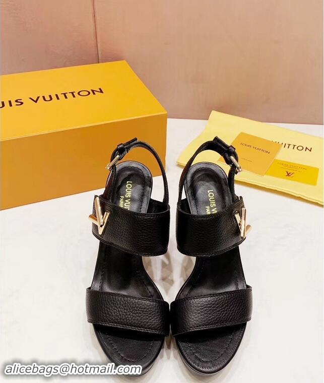 Unique Style Louis Vuitton Heel 10.5cm Platform 2cm Horizon Sandals LV94901 Black 2019