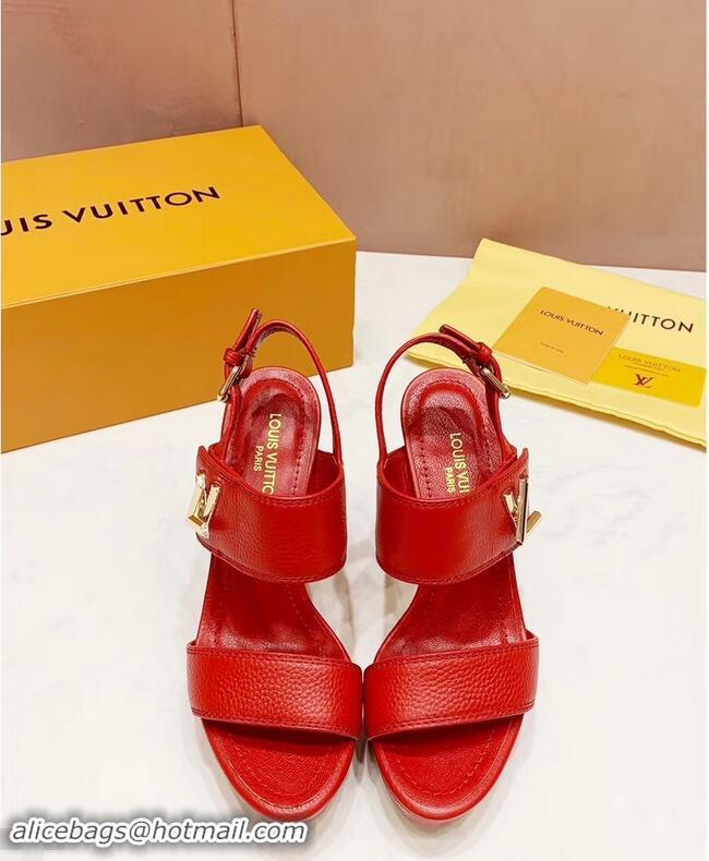 Lowest Price Louis Vuitton Heel 10.5cm Platform 2cm Horizon Sandals LV94901 Red 2019