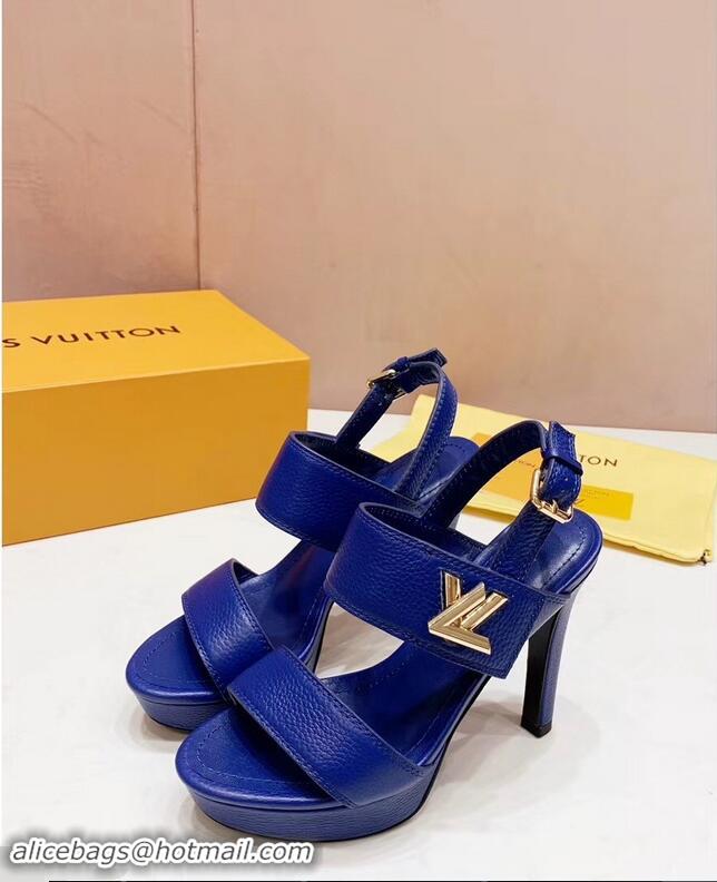 Cheapest Louis Vuitton Heel 10.5cm Platform 2cm Horizon Sandals LV94901 Blue 2019