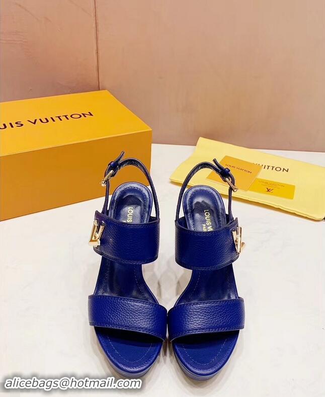 Cheapest Louis Vuitton Heel 10.5cm Platform 2cm Horizon Sandals LV94901 Blue 2019