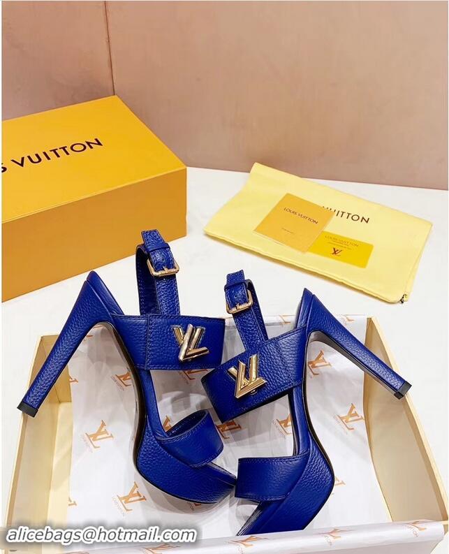 Cheapest Louis Vuitton Heel 10.5cm Platform 2cm Horizon Sandals LV94901 Blue 2019