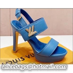 Faux Louis Vuitton Heel 10.5cm Platform 2cm Horizon Sandals LV94902 Denim Blue 2019