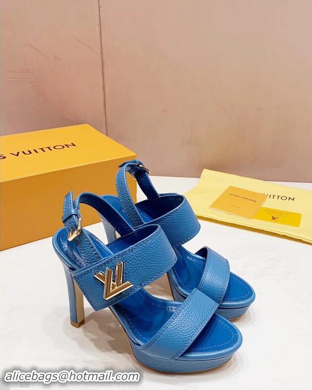 Faux Louis Vuitton Heel 10.5cm Platform 2cm Horizon Sandals LV94902 Denim Blue 2019