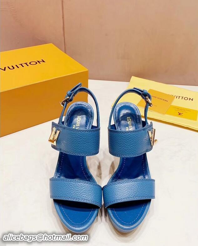 Faux Louis Vuitton Heel 10.5cm Platform 2cm Horizon Sandals LV94902 Denim Blue 2019