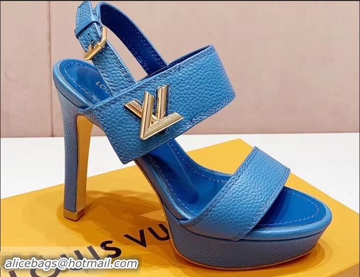 Faux Louis Vuitton Heel 10.5cm Platform 2cm Horizon Sandals LV94902 Denim Blue 2019