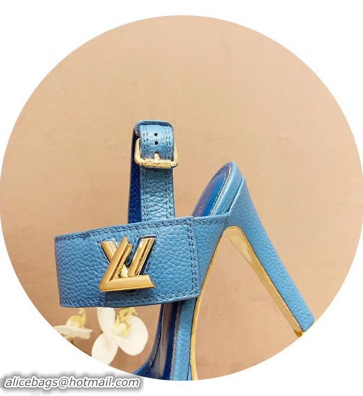 Faux Louis Vuitton Heel 10.5cm Platform 2cm Horizon Sandals LV94902 Denim Blue 2019