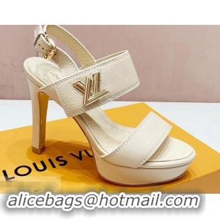 Cheapest Louis Vuitton Heel 10.5cm Platform 2cm Horizon Sandals LV94902 Creamy 2019