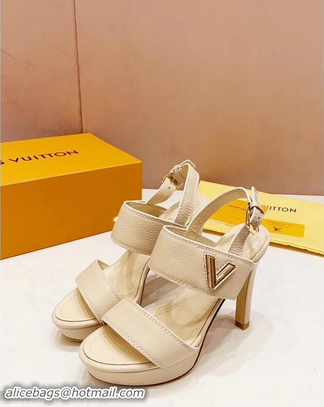 Cheapest Louis Vuitton Heel 10.5cm Platform 2cm Horizon Sandals LV94902 Creamy 2019