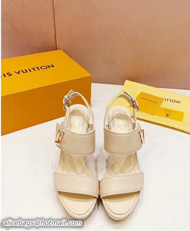 Cheapest Louis Vuitton Heel 10.5cm Platform 2cm Horizon Sandals LV94902 Creamy 2019