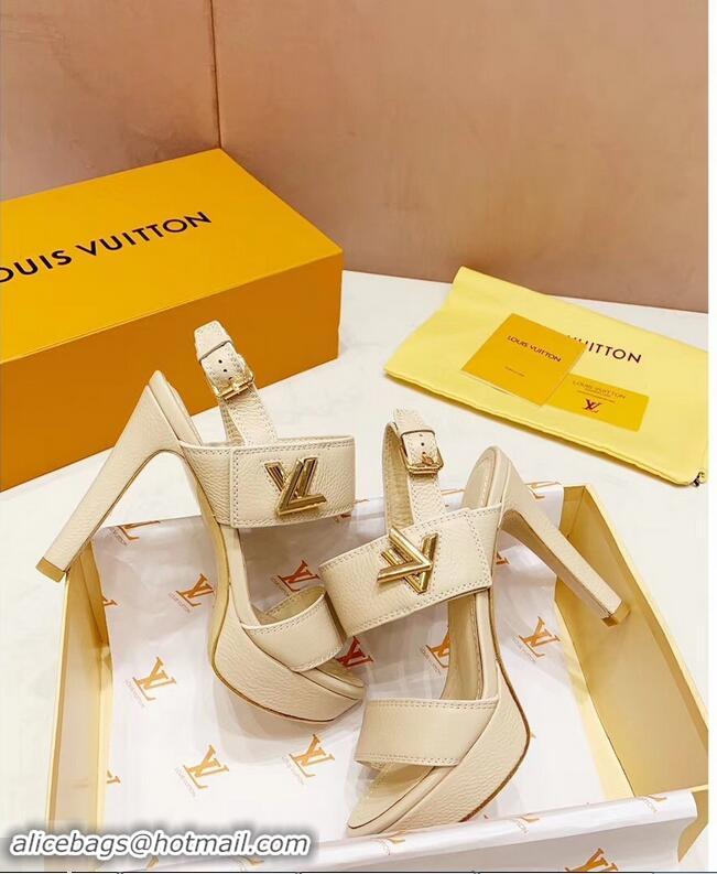 Cheapest Louis Vuitton Heel 10.5cm Platform 2cm Horizon Sandals LV94902 Creamy 2019