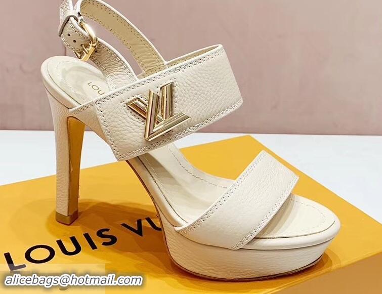 Cheapest Louis Vuitton Heel 10.5cm Platform 2cm Horizon Sandals LV94902 Creamy 2019