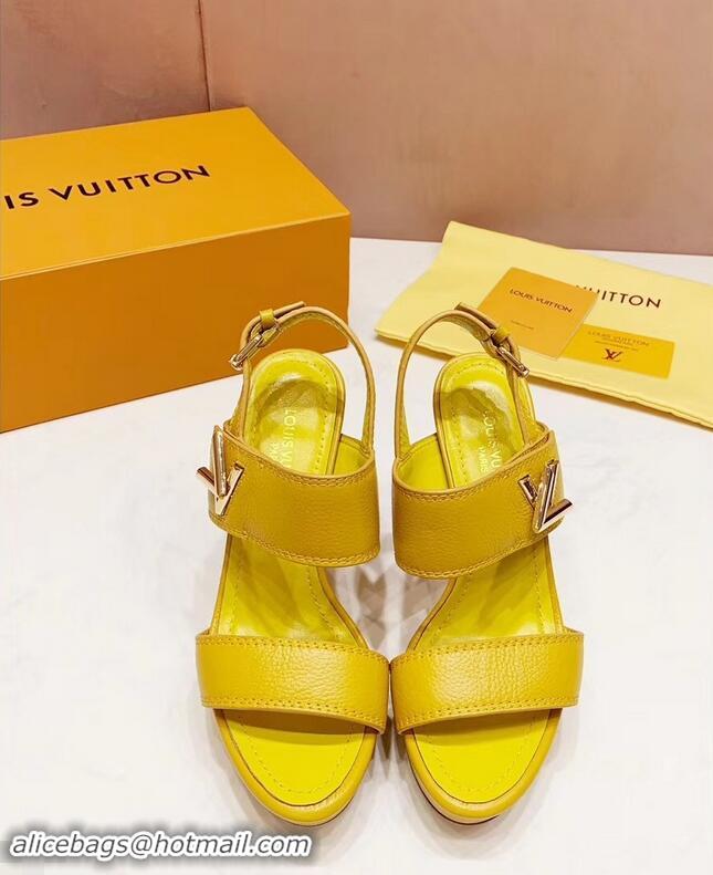 Discount Louis Vuitton Heel 10.5cm Platform 2cm Horizon Sandals LV94902 Yellow 2019