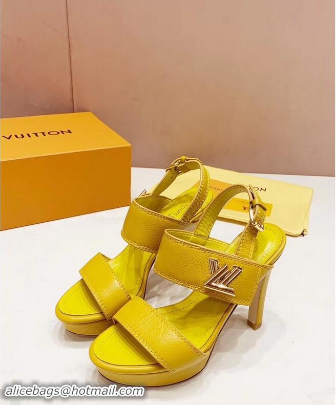 Discount Louis Vuitton Heel 10.5cm Platform 2cm Horizon Sandals LV94902 Yellow 2019