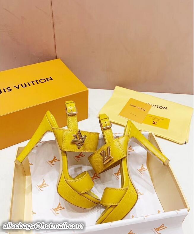 Discount Louis Vuitton Heel 10.5cm Platform 2cm Horizon Sandals LV94902 Yellow 2019