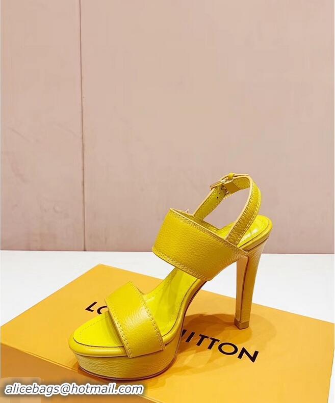 Discount Louis Vuitton Heel 10.5cm Platform 2cm Horizon Sandals LV94902 Yellow 2019