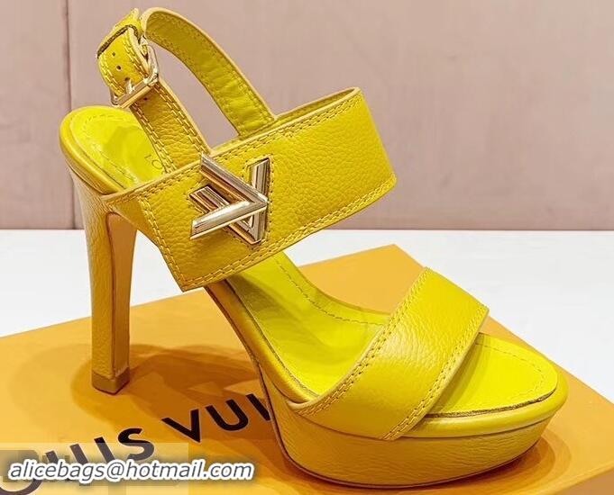 Discount Louis Vuitton Heel 10.5cm Platform 2cm Horizon Sandals LV94902 Yellow 2019