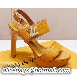 Imitation Louis Vuitton Heel 10.5cm Platform 2cm Horizon Sandals LV94902 Turmeric 2019