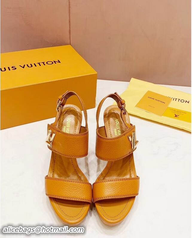 Imitation Louis Vuitton Heel 10.5cm Platform 2cm Horizon Sandals LV94902 Turmeric 2019