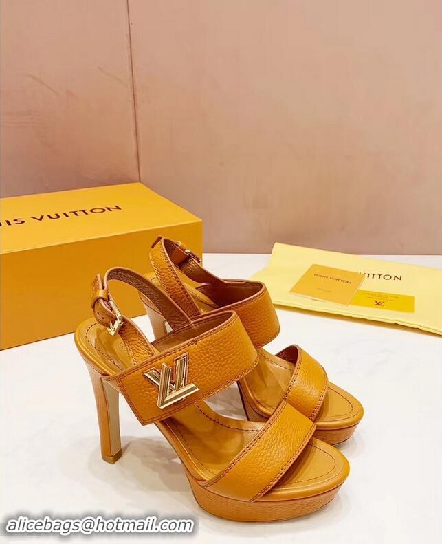 Imitation Louis Vuitton Heel 10.5cm Platform 2cm Horizon Sandals LV94902 Turmeric 2019