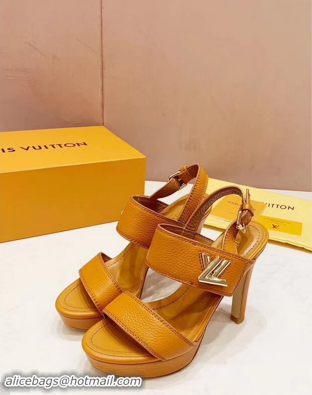 Imitation Louis Vuitton Heel 10.5cm Platform 2cm Horizon Sandals LV94902 Turmeric 2019