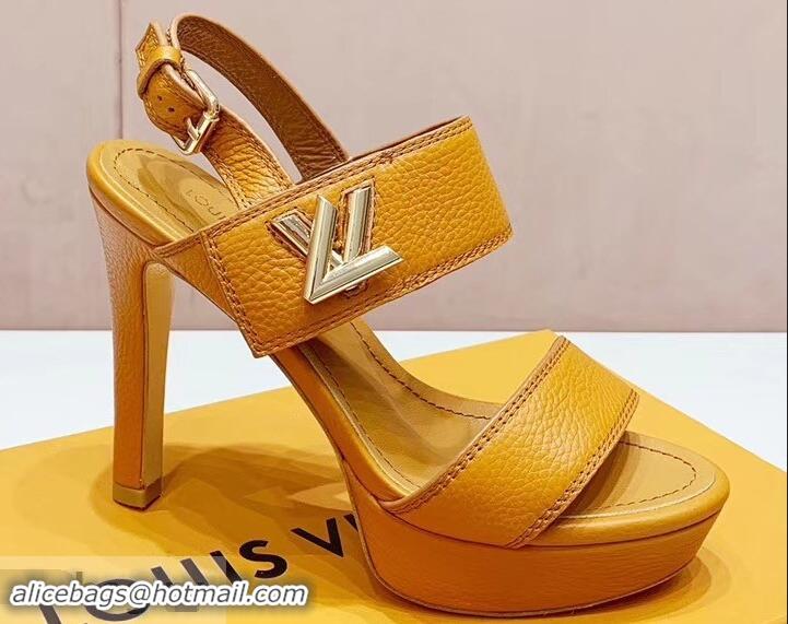 Imitation Louis Vuitton Heel 10.5cm Platform 2cm Horizon Sandals LV94902 Turmeric 2019