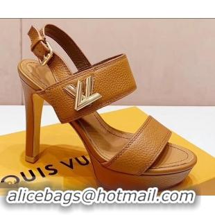 Faux Louis Vuitton Heel 10.5cm Platform 2cm Horizon Sandals LV94902 Caramel 2019