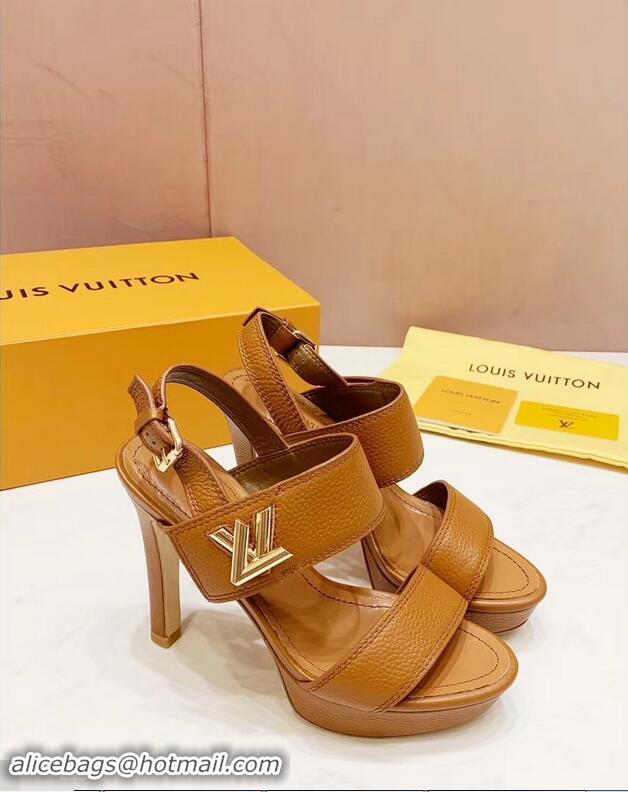 Faux Louis Vuitton Heel 10.5cm Platform 2cm Horizon Sandals LV94902 Caramel 2019