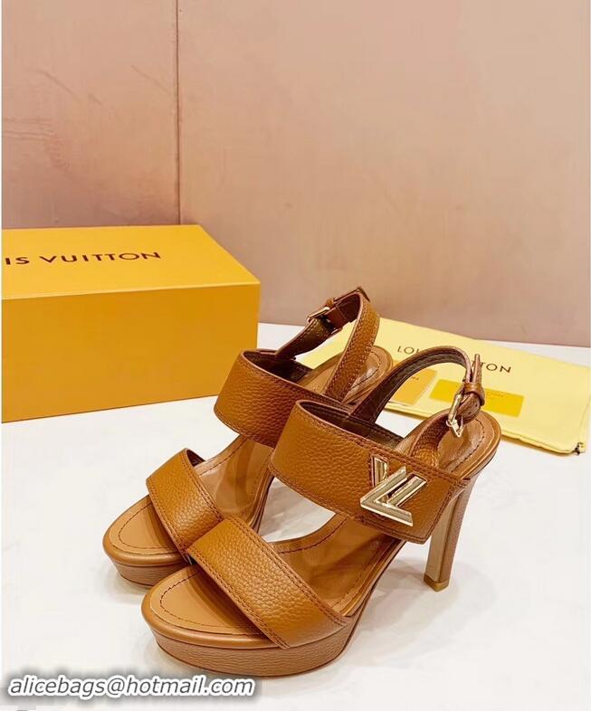 Faux Louis Vuitton Heel 10.5cm Platform 2cm Horizon Sandals LV94902 Caramel 2019