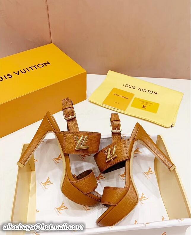 Faux Louis Vuitton Heel 10.5cm Platform 2cm Horizon Sandals LV94902 Caramel 2019