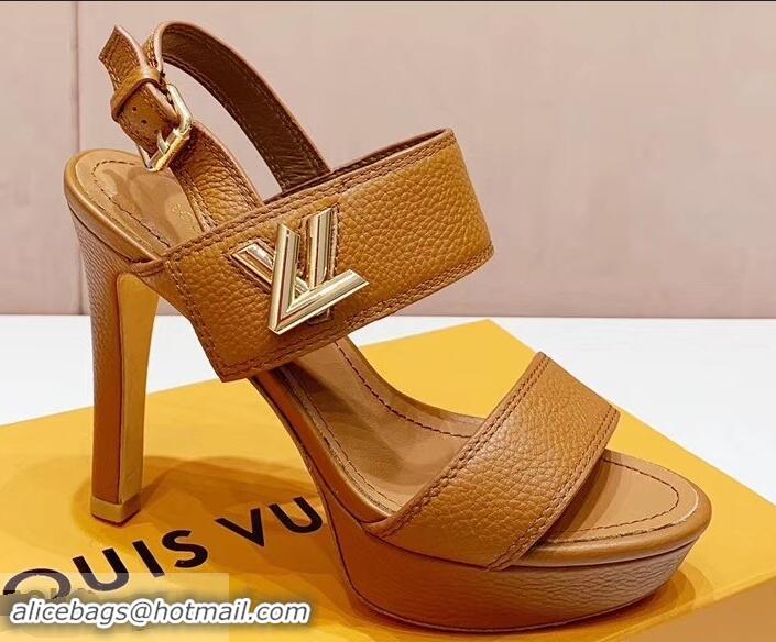 Faux Louis Vuitton Heel 10.5cm Platform 2cm Horizon Sandals LV94902 Caramel 2019