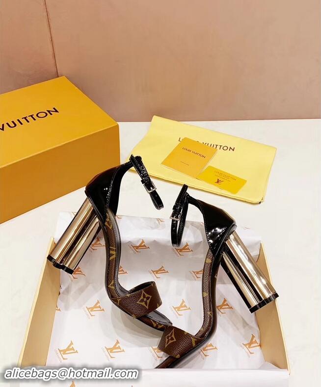 Chic Fake Louis Vuitton Heel 10cm Silhouette Sandals Monogram Canvas LV94916 Brown 2019